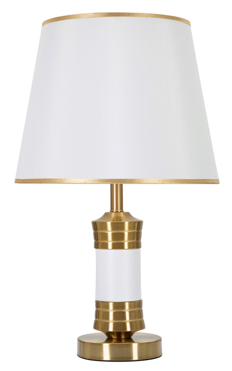 Lampa de masa Whity, Mauro Ferretti, Ø31 x 52 cm, 1 x E27, 40W, fier/textil, auriu/alb - imagine 7